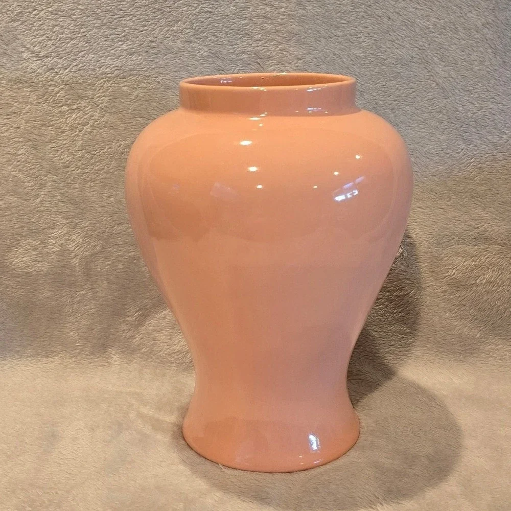 Vintage 1984 Haeger Potteries 4090‎ Peach Pink Glossy Ceramic Urn Vase USA 9